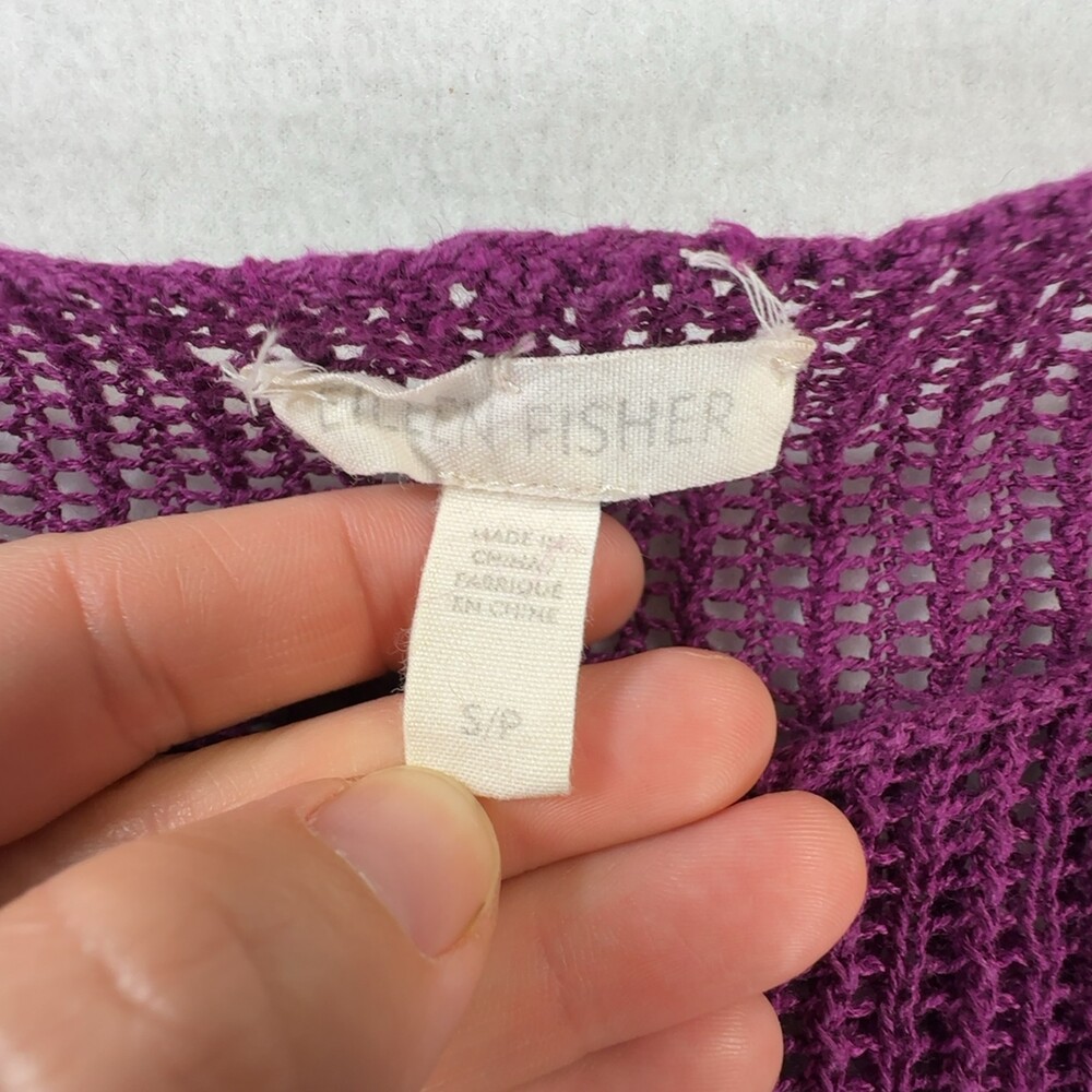 Eileen Fisher Open Knit Pullover Sweater Purple Long Sleeve Women's Size Small - Picture 4 of 8